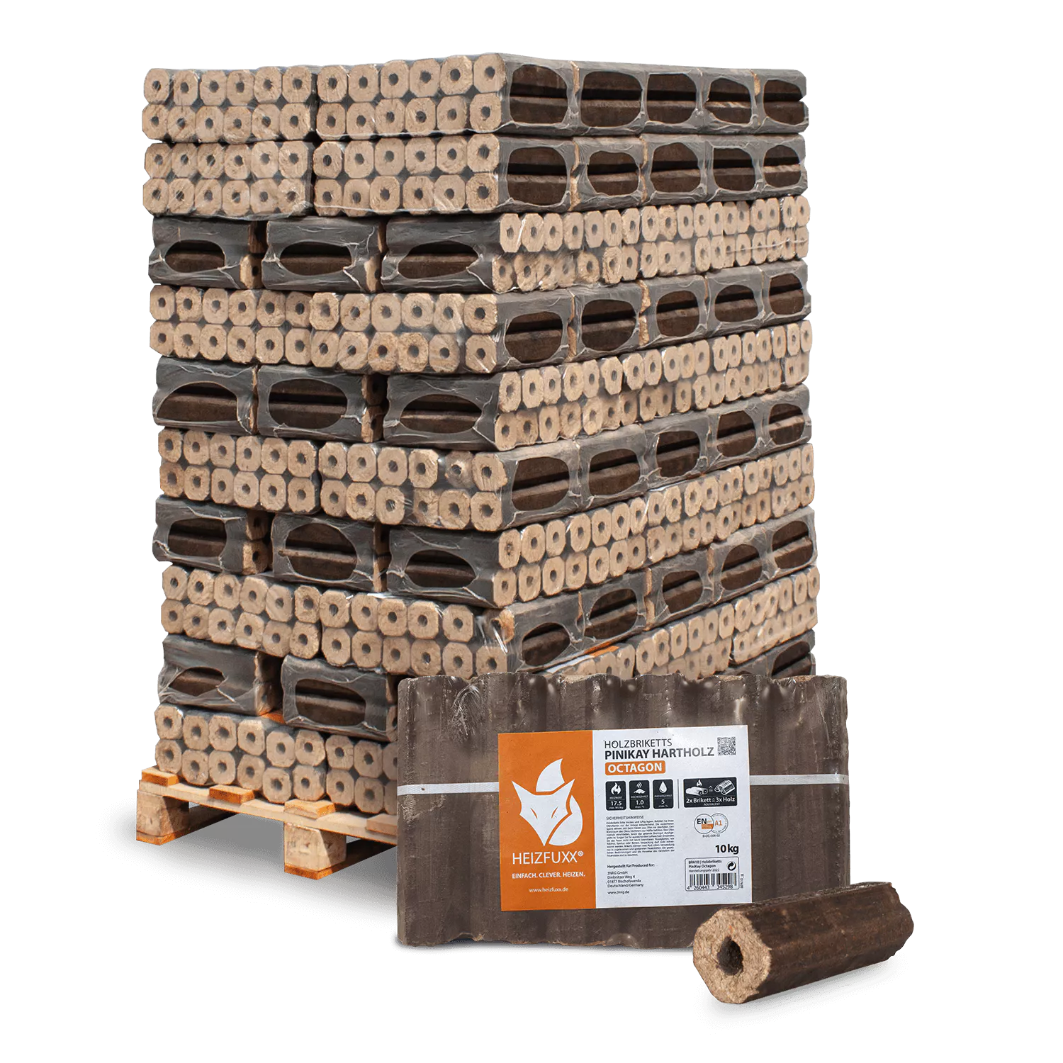Holzbriketts PiniKay Octagon 96 x 10 kg