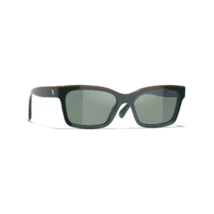 Channel Square Sunglasses – Kaki et vert. Verres : verts